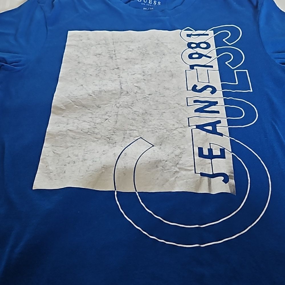 Guess Men's Logo Short Sleeves T-Shirt Medium Royal Blue/ Silver - Picture 14 of 16